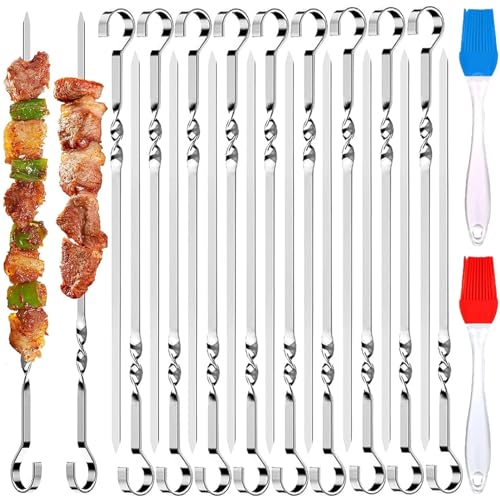 Conjunto de 20 Espetos de Churrasco de Aço Inoxidável 30 cm ZZRSYJ - Espetos e palitos de comida - aço inoxidável, 30 cm, prata, 20 unidades