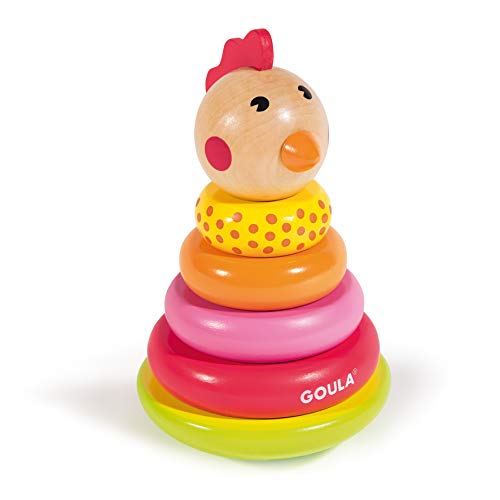 Brinquedo de Pátio DISFRAZZES Goula com Galinha Goula - Brinquedos de empilhar e encaixar - empilhável, anéis coloridos, madeira, cores