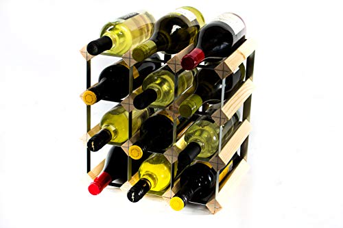 Cranville Wine Racks Madeira de Pinho 12 Garrafas Clássicos e Galvanizados do Metal Cranville wine racks - Suportes para vinhos - madeira de pinho, 12 garrafas, clássico, galvanizado
