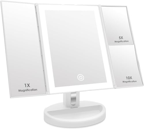 Espelho de Maquilhagem AUXMIR com Luz (Branco - 10x) Auxmir - Espelhos - luz LED, 10x aumento, espelho removível