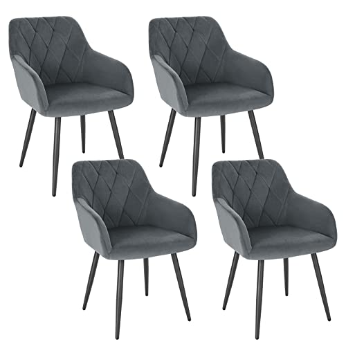 Cadeira WOLTU com apoio de braços (Cinzento Escuro - 43x50x81 cm) WOLTU - Cadeiras - tecido, metal, cinzento escuro, 43x50x81 cm