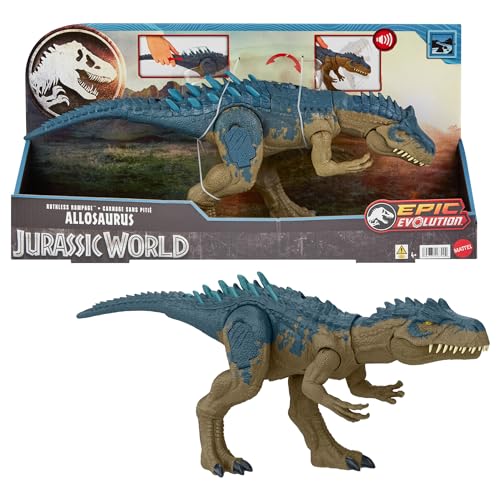 Figura de Ação MATTEL Jurassic World Allosaurus Mattel - Brinquedos - 43 cm, textura detalhada, pescoço esticado, ataque feroz