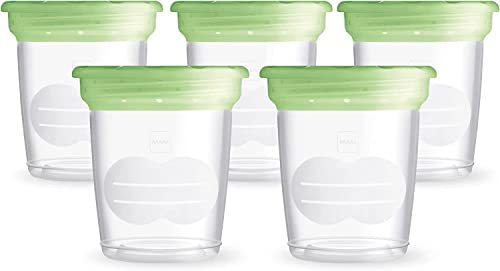 Conjunto de recipientes para comida de bebê MAM MAM - Recipientes de armazenamento de alimentos - 5 recipientes, herméticos, escala graduada, sem BPA/BPS