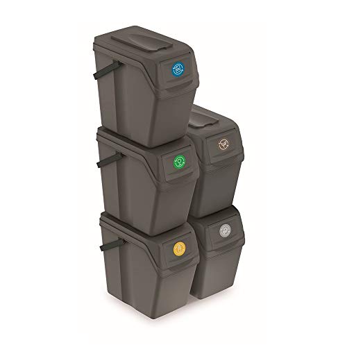 Caixas de Reciclagem PROSPERPLAST Sortibox Prosperplast - Lixeiras e cestos de lixo - 25 litros, 5 cubos, separar resíduos, design moderno