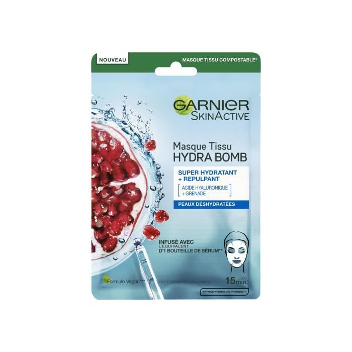 Máscara Facial GARNIER Skinactive Face Hydra Bomb (32 ml) Garnier - Máscaras e esfoliantes para a pele - hidratante, purpurina, rugos, brilho