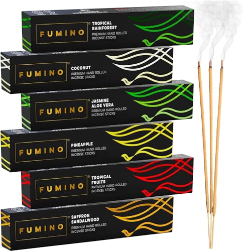 Kit de 6 Caixas de Incensos FUMINO Sabores Tropicais Fumino - Incenso - 6 caixas, sabores tropicais, fumino
