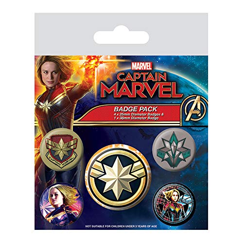 Conjunto de 2 insígnias MARVEL Captain Marvel (Idade mínima recomendada: 3 anos) Marvel - Joias - conjunto, insignias, marvel, captain marvel, idade mínima recomendada