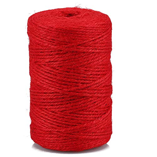 Corda de Yute Vermelho 100 M com Fitas 5X10 cm Jijacraft JIJA - Barbante - yute, 100 metros, 2 mm, vermelho