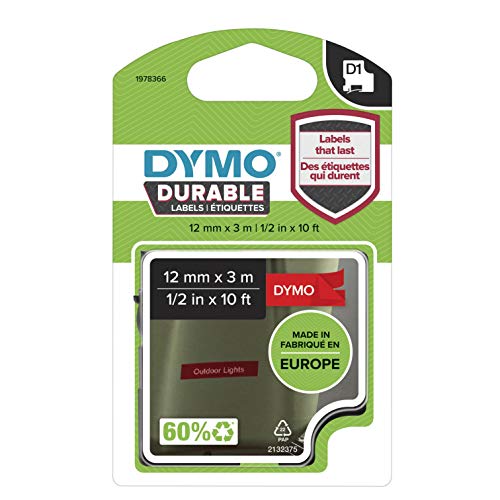 Fita para Etiquetadora DYMO 1978366 Branco sobre Vermelho D1 DYMO - Fitas de etiquetas e recargas - branco sobre vermelho, etiquetadora, dymo