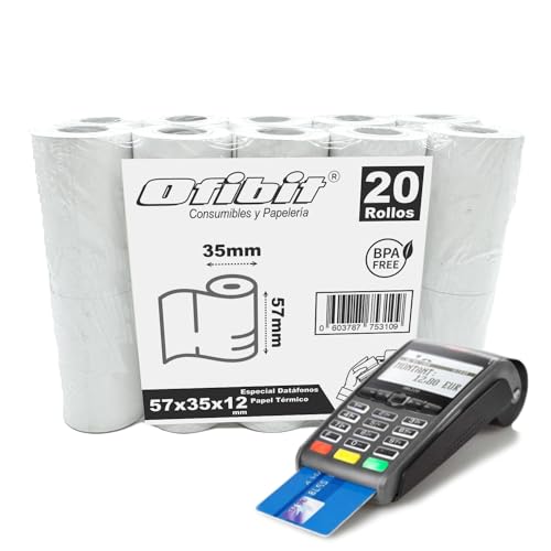 Rolo de papel térmico DATAPRO 57x35x12 mm Ofibit - Rolo de papel para recibos e máquinas de adição - datapro, compatível, termoplástico, qualidade