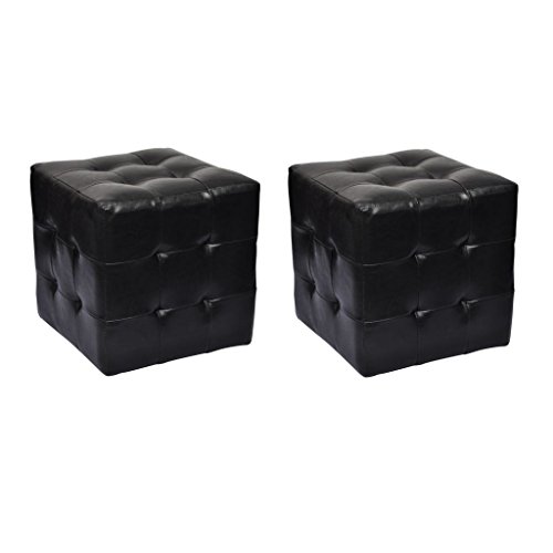 Conjunto de 2 Almofadas de Pé VidaXL em Pele Artificial (Preto - 40x40cm) vidaXL - Conjuntos de móveis - pele artificial, 40x40cm, poliuretano