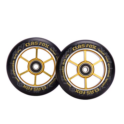 Conjunto de Rodas de Scooter CLAS FOX 100 mm Universal Trading Inc - Recreação ao ar livre - 100mm, 90kg, cnc alloy, polyurethane