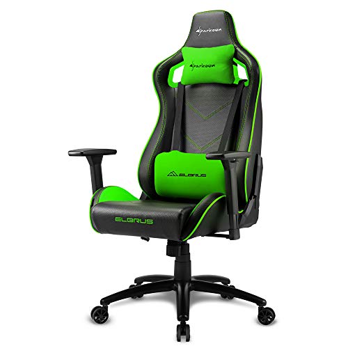 Cadeira Gaming SHARKOON Elbrus 2 (Até 150 kg - Elevador a Gás Classe 4 - Preto e Verde) Sharkoon - Cadeiras de jogos - gaming, até 150 kg, elevador a gás, classe 4