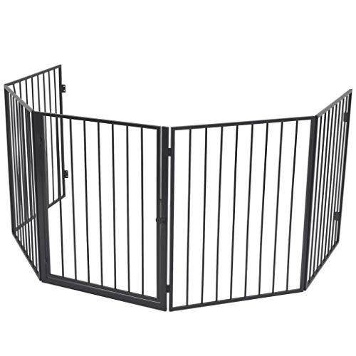 Cerça para Lareira VidaXL | Aço Preto (Puericultura - Animais Pequenos) vidaXL - Lareiras - aço preto, puericultura, animais pequenos