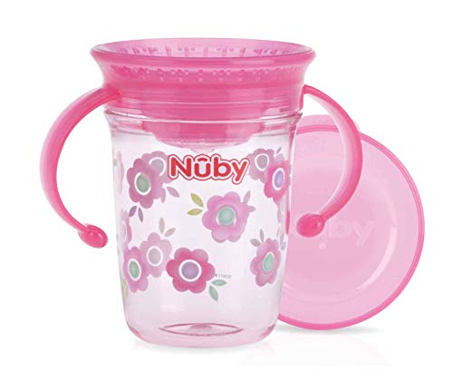 Garrafa de Água NUBY Tritan Magic Cup 360º com Alça Rosa Nuby - Copos de transição - 360°, alça, rosa