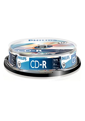 Leitor de CD PHILIPS CR7D5NB10/00 (Preto) Philips - Mídias vazias - 700 MB, 10 velocidades, CD-R, 80 minutos