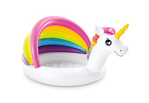 Piscina Insuflável UNICÓRNIO com Guarda-Sol INTEX - Piscinas - 127x102x69 cm, 45 litros, vinil, adesivo de reparação
