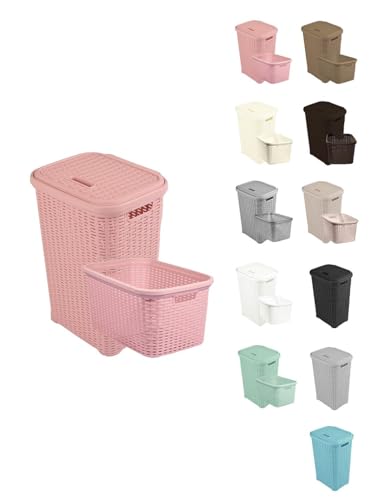 Cesto de Roupa PONGOTODO Rattan Design (Rosa) JARDIN202 - Cestos de roupa - cesto, roupa, rattan design, rosa