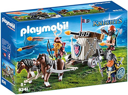 Playmobil Knights 9341 carruagem de cavalos com besta dos anões (Jogos de Sociedade) PLAYMOBIL - Conjuntos de brinquedos - carruagem, cavalos, besta, anões