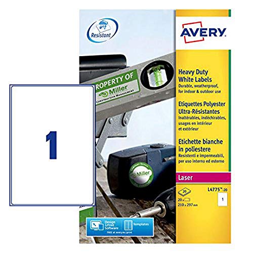 Etiquetas autocolantes AVERY L4775-20 Branco AVE - Papel de impressora e copiadora - autocolantes, branco