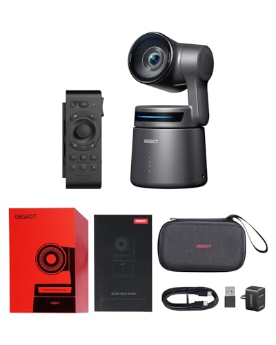 Câmara de Vídeo OBSBOT Tail Air Combo com Comando a Distância OBSBOT - Webcams - IA, Multi-Cam, seguida automática, transmissão de vídeo