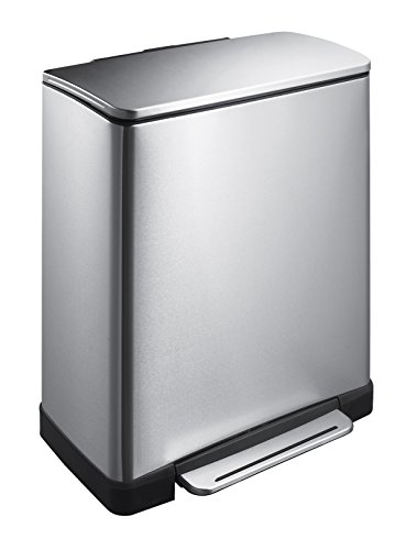 Caixote do Lixo EKO-Europe E-Cube Step Bin 28+18L VB EKO - Lixeiras e cestos de lixo - 46 litros, tampa inox, filtro de carvão, design moderno