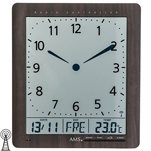 Relógio de Parede Digital com Movimento AMSPRO 5893 AMS - Relógios de parede - digital, preto, metal, bateria