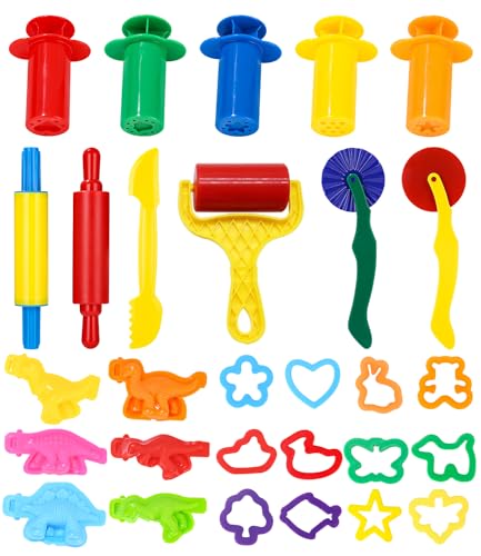 Kit de Artesanato LEAZZLE 29 Peças (Idade Mínima: 3) LEAZZLE - Brinquedos - moldes, acessórios, plastilina, tábua de corte