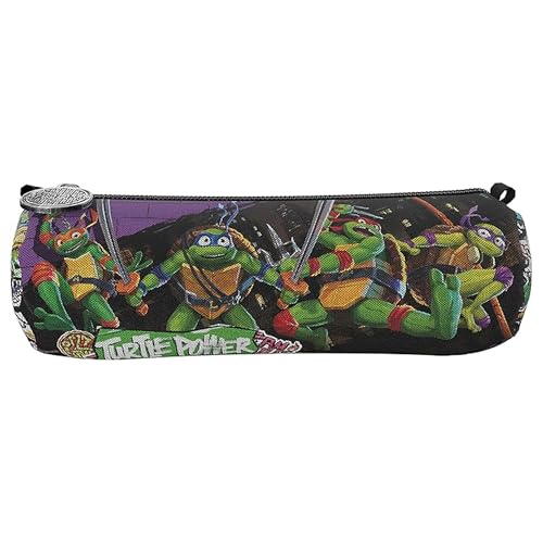 Estojo de Transporte de Tortugas Ninja CYPBRANDS - Estojos para canetas e lápis - design único, logotipo Ninja Turtles, 3 personagens exclusivas