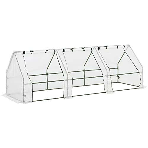 Estufa de Jardim Outsunny com 3 Janelas | 270x90x90 cm - Transparente Outsunny - Estufas - jardim, estufa, transparente, 270x90x90 cm
