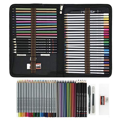 Lápis Coloridos ZZONEART (48 Cores) - Set de Lápis Profissional ZZONEART - Kits de desenho e pintura - 48 cores, profissional