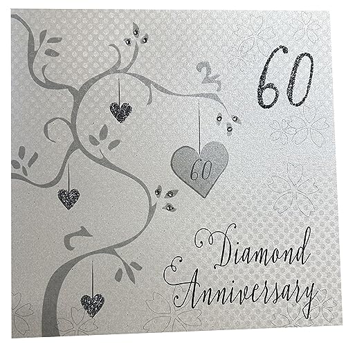 Cartão de Natalo Branco com Desenho de Diamante de 60 Anos white cotton cards - Cartões de cumprimentos e de nota - cartão, natal, branco, diamante, 60 anos