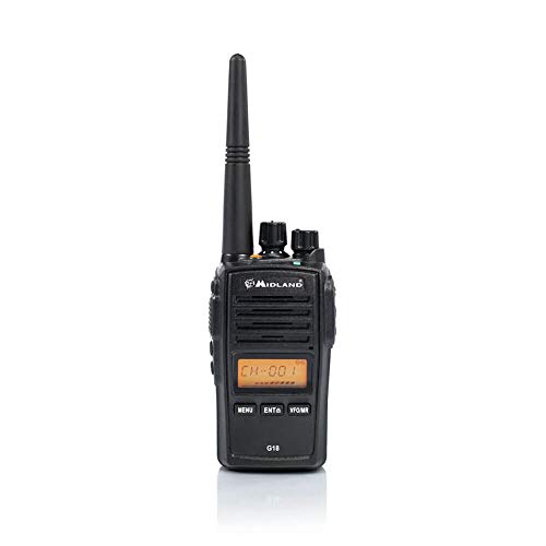Walkie-Talkie MIDLAND G18 (16 Canais - Até 10 Km - Até 12h - Preto) Midland - Rádios bidirecionais - 16 canais, 10 km, 12h, ip67, recarregável