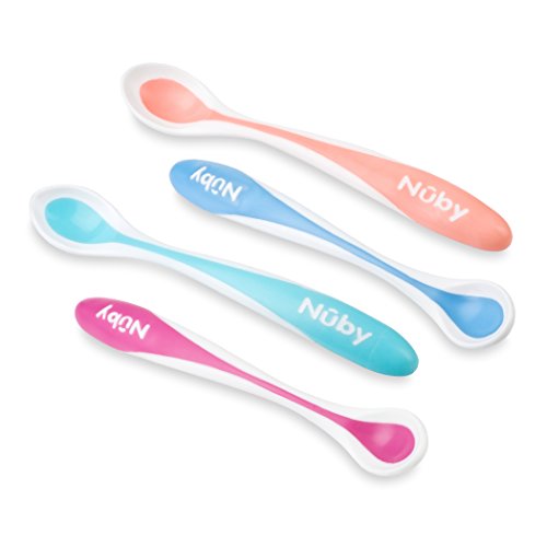 Conjunto de 4 Talheres para Bebés NUBY Soft Touch Nuby - Talheres - 4 talheres, indicador de calor, suave, comprimento ajustável