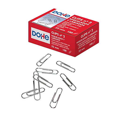Pack 100 Agudas Labialadas DOHE Nº2 32 Mm DOHE - Clipes de papel e grampos - 100 unidades, 3,2 mm, aço inoxidável, cabeça arredondada