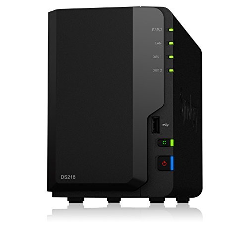 Disco Externo SYNOLOGY DiskStation DS218 (2 Baías - 24 TB) Synology - Sistemas de armazenamento de rede - 2 baías, 24 tb, caixa preto branco, plástico metal