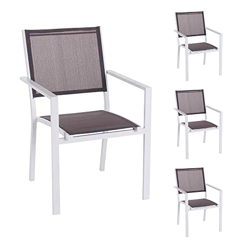 Conjunto de 4 Cadeiras de Jardim LOLAHOME Thais (Branco e Cinzento - 55x60x86 cm) LOLAhome - Móveis de exterior - branco, cinzento, 55x60x86 cm