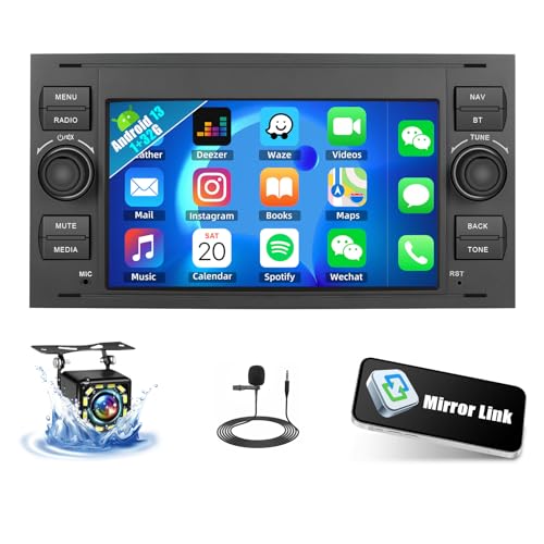 Rádio Auto OiLiehu 1+32G Android 13 com GPS e Bluetooth para Ford Focus C-Max/S-Max Galaxy Fusion Transit Connect OiLiehu - Aparelhos de áudio e vídeo para veículos e sistemas de painel - android, gps, bluetooth, ford focus