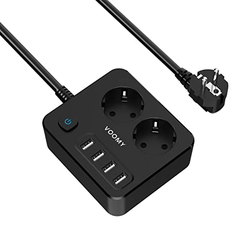 Extensão Elétrica VOOMY 6 em 1 com 2 Fios e 4 USB Voomy - Filtros de linha e supressores de surtos - 6 em 1, 2 fios, 4 usb