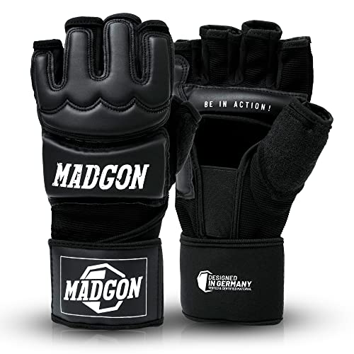 Luvas de Boxe MADGON MMA (Preto - 8.5 x 32 cm) Martial Sports - Equipamento de proteção para boxe e artes marciais - boxe, mma, preto