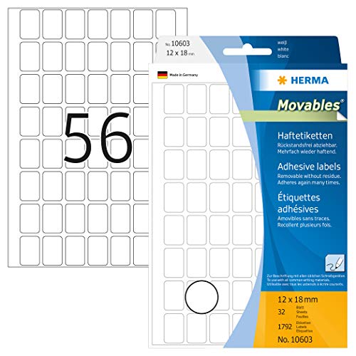 Herma Adhesive labels white Movables 12x18 HERMA - Papel de impressora e copiadora - adesivos, brancos, movíveis