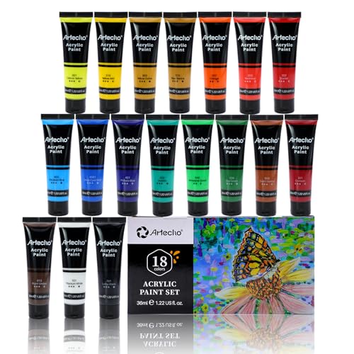 Conjunto de Pinturas Acrílicas ARTECHO 18X36Ml Artecho - Tinta, tinta de arte e esmalte - pinturas acrílicas, artecho, 18x36ml