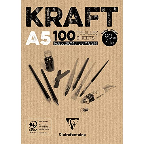 Bloco de Notas Clairefontaine 100 Folhas A5 Castanho Clairefontaine Rhodia - Papel de arte e artesanato - fibra 100%, A5, castanho, escolar