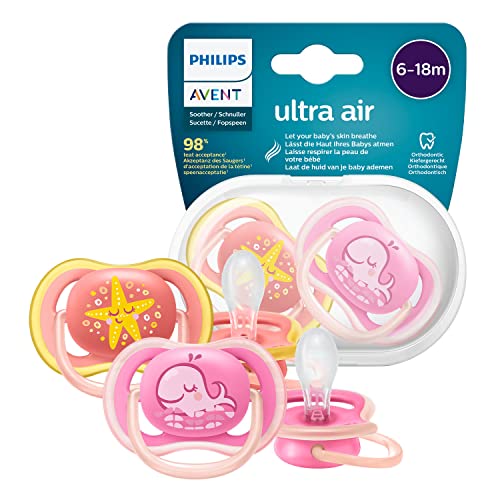 Avent Ultra Air 0-6M Conjunto de chupetas PHILIPS AVENT - Cuidados com a higiene oral - 0-6 meses, silicone, branco