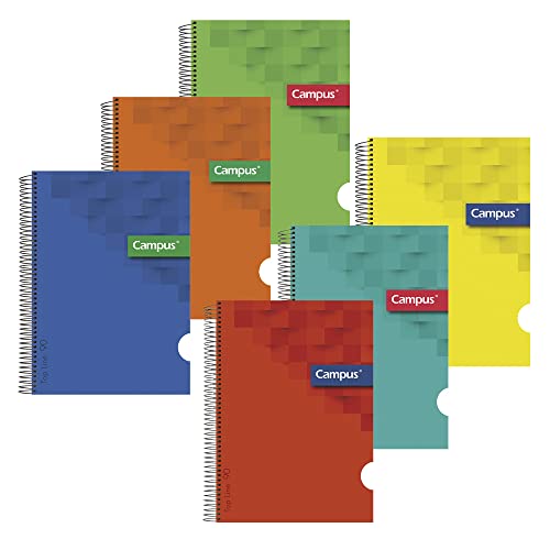 Caderno Campus Quadrado A4 3Mm 80 Folhas Cores Sortidas 6 Unidades MAKRO PAPER - Cadernos e bloco de notas - 80 folhas, a4, gramagem 80g/m², fecho de elástico