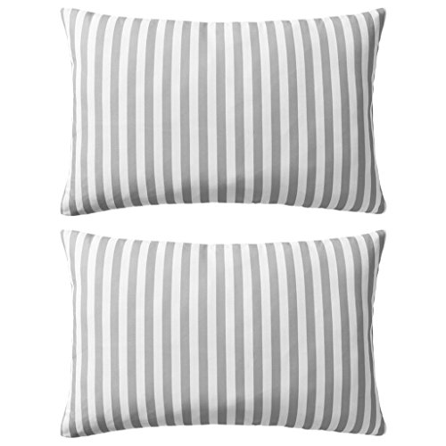 Conjunto de 2 Almofadas VidaXL para Exterior - 60 x 40 cm - Riscas Cinza vidaXL - Almofadas - 60 x 40 cm, poliéster, resistente à água, fecho de correr