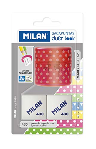 Goma de Borrar DUET LOOK Rosa (2 Unidades) Milan - Afia-lápis - duet look, rosa, 2 unidades, saca-lápis, milan 430
