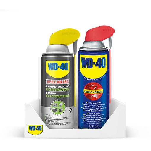 WD40 Kit Duplo Ação 400 ml + Especialista em Limpeza de Contato 400 ml WD40 - Lubrificantes - 400 ml, multi-uso, spray, limpeza de contato