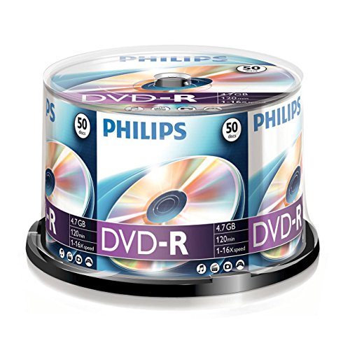 DVDs virgens PHILIPS DVD-R DM4S6B50F/00 Philips - Mídias vazias - DVD-R, 4,7 GB, 120 min, 16x