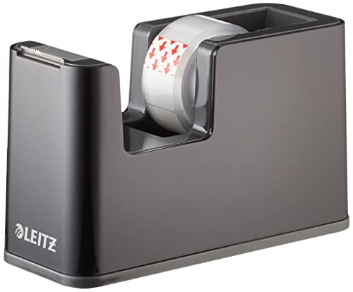 Dispensador de Fita Adesiva LEITZ 53640095 Leitz - Dispensadores de fita - dispensador, fita adesiva, leitz, 53640095, acabamento preto e cinzento, rolha 19 mm, 33 m